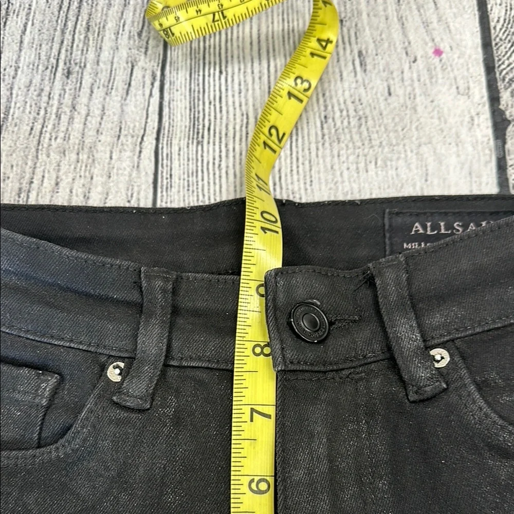 All Saints Sz 25 Miller Black Skinny Jeans w/Silver Studs - Picture 12 of 16